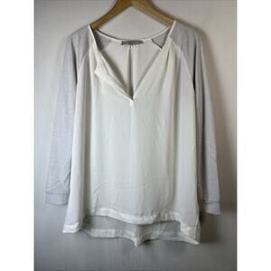 Ann Taylor Loft XS Sheer Blouse size X small Jersey sleeves